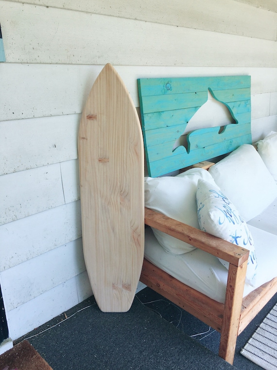 One Unfinished 4 Foot Wood Surfboard Wall Art Unique Gift Idea