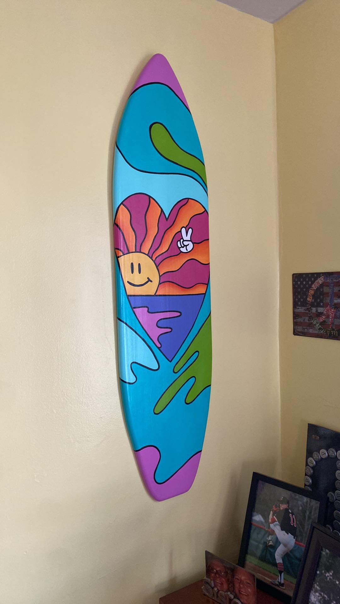 NEW DESIGN* 4 Foot Wood Surfboard Wall Art Sign Unique Gift