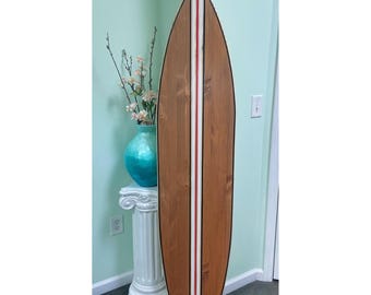 VINTAGE DESIGN Wood Hawaiian natural wood also stained with multiple stripes Surfboard Wall Art Decor or Headboard sign