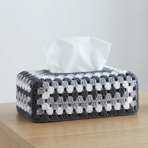 Granny Square Tissue Box Cover Crochet Pattern | Easy Rectangular Home Decor PDF