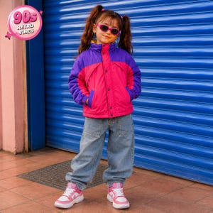 Kids 90s Retro Colorblock Windbreaker | Rave Puffer Jacket | Oliver Tree Inspired Coat | Handmade Streetwear Boys Girls