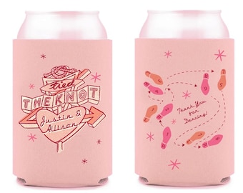 Personalized Wedding Can Coolers: Tied The Knot Drink Holders