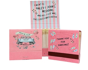 Custom Wedding Matchbooks: Full Color Design Just Married Vintage Car