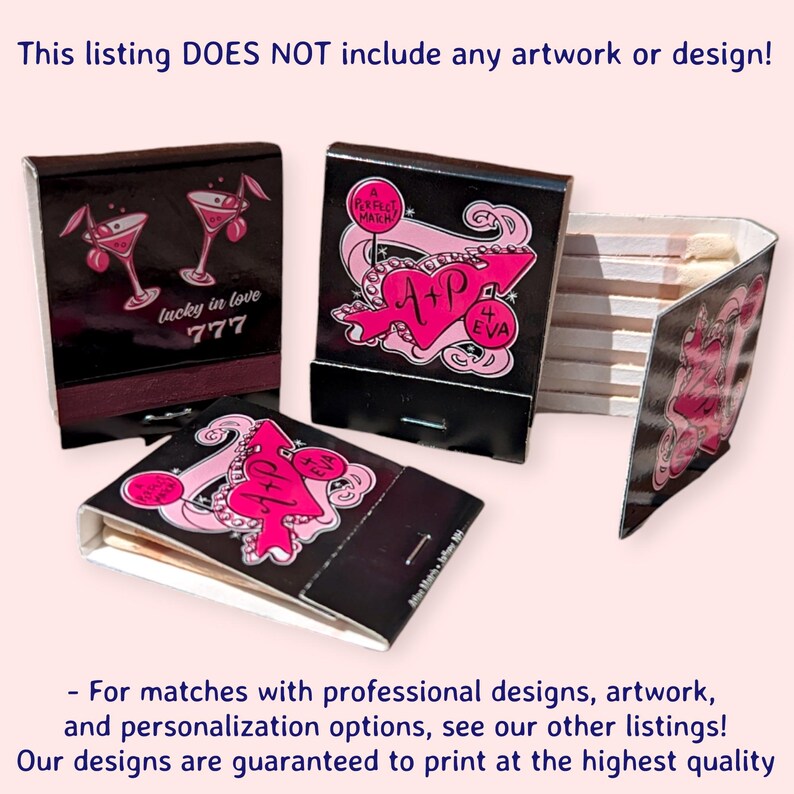 Custom Matchbooks Featuring YOUR Artwork / Logo Full Color Printing