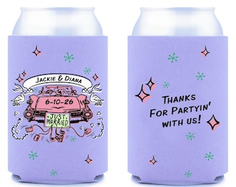 Can Coolers Just Married Wedding Favors Personalized Party Drink Cozies
