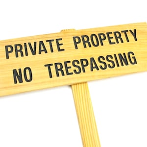 PRIVATE PROPERTY No TRESPASSING,  Cedar Wood Stake Sign, Routed Black Private Sign, Private Drive Sign, Driveway Marker, Trespassing Signage