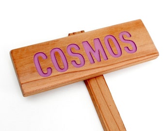 Letrero COSMOS, marcador de flores, letrero para exteriores, arte de jardín, etiqueta de planta, marcador de jardín, marcador anual, letrero perenne, cosmos, flores de abeja