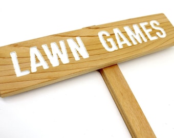 LAWN GAMES Game Sign, Wedding Marker, Party Sign, Outdoor Signage, Yard Art, Lawn Game, Birthday Marker, BBQ Signs, Family Reunion Signs