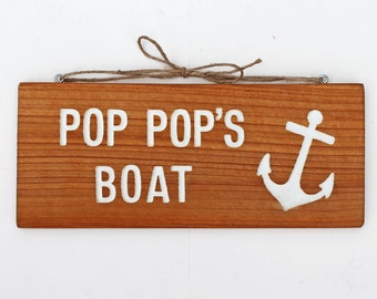 Signo de barco personalizado, signo de barco enrutado a mano, símbolo de ancla de barco, regalo para él, signo de barco personalizado