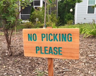 NO PICKING PLEASE Schild, Outdoor Marker, Garten Art, Blumen Beschilderung, Obstmarkierer, Gemüse Schild, Vorsichtsmarkierer, Höfliches Schild, Warnmarkierer