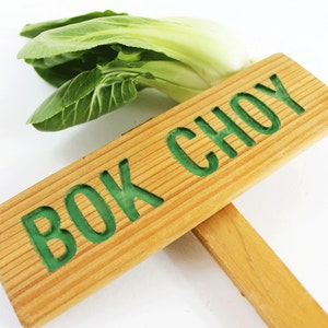 BOK CHOY Garden Sign, Cedar Wood: Hand Routed, Carved wood Signs, Vegetable Plant Garden Markers, Custom Garden Sign, Personalized Marker