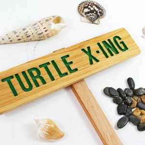 TURTLE X-ING Caution Sign, TORTOISE Yard Sign, Hand Routed Green Sign, Animal Signage, Custom Sign, Personalized Marker, Outdoor Signage image 4