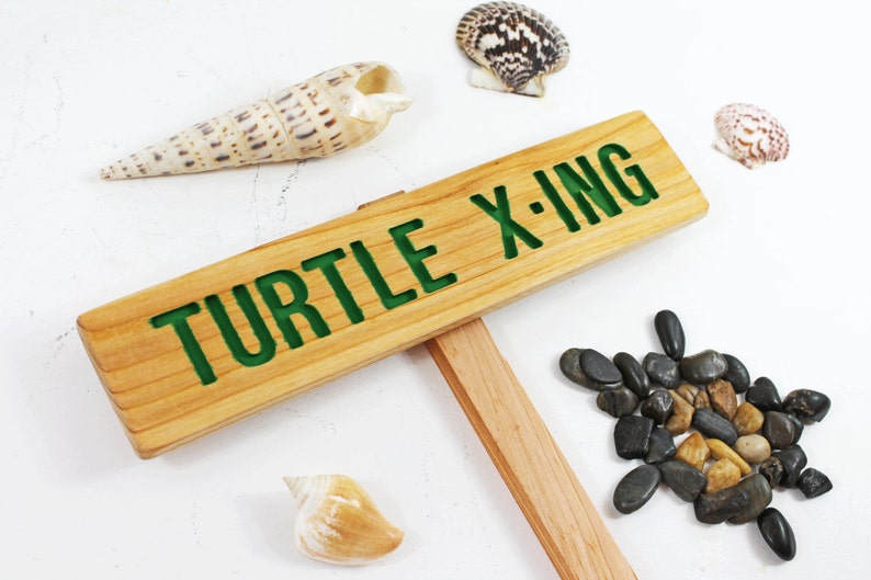 TURTLE X-ING Caution Sign, TORTOISE Yard Sign, Hand Routed Green Sign, Animal Signage, Custom Sign, Personalized Marker, Outdoor Signage image 4