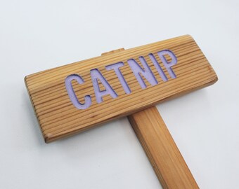 Letrero de hierba gatera para jardín, marcador para exteriores, arte de jardín, etiqueta para plantas, decoración de césped, regalo para jardineros, apto para gatos, marcador de hierbas, hecho en Oregón