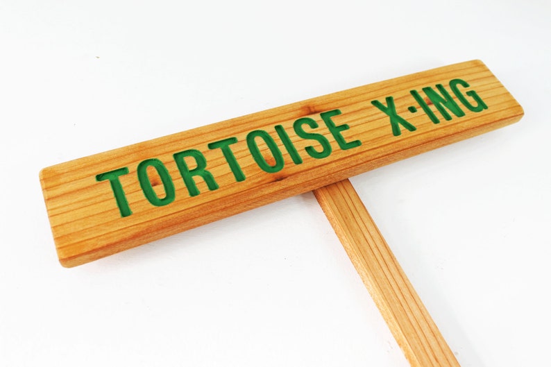 TURTLE X-ING Caution Sign, TORTOISE Yard Sign, Hand Routed Green Sign, Animal Signage, Custom Sign, Personalized Marker, Outdoor Signage image 5