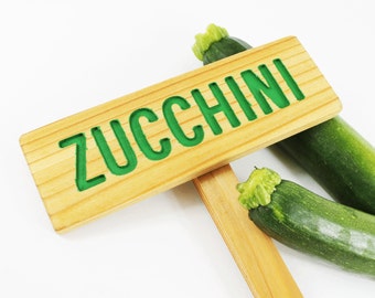 ZUCCHINI Garden Sign: Hand Routed, Vegetable Plant Garden Markers, Wood Garden Sign, Custom Garden Sign, Personalized Marker, Outdoor Sign