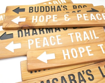 Señales temáticas de senderos, señalización direccional, marcadores de fiesta, signos al aire libre, arte del patio, decoración del césped, señalización de la naturaleza, señales de senderismo, marcador de la propiedad