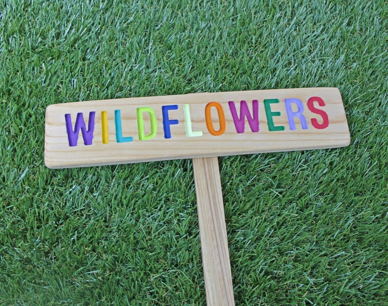 WILDFLOWERS Colorful Garden Sign Garden Decor Natural | Etsy