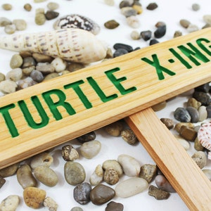 TURTLE X-ING Caution Sign, TORTOISE Yard Sign, Hand Routed Green Sign, Animal Signage, Custom Sign, Personalized Marker, Outdoor Signage image 1