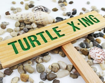 TURTLE X-ING Caution Sign, TORTOISE Yard Sign, Hand Routed Green Sign, Animal Signage, Custom Sign, Personalized Marker, Outdoor Signage