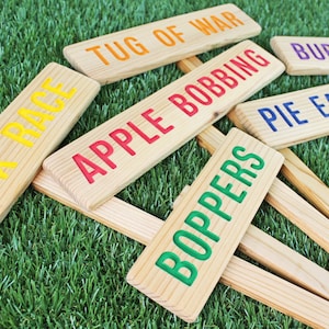 KIDS OUTDOOR YaRD Game Signs, Colorful Wood Signs, Party Signs, Birthday Game Sign, Family Reunion Signs, BBQ Signs