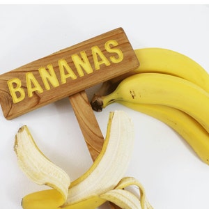 MARCADOR DE ÁRVORE DE BANANAS, sinal de árvore frutífera, sinal de árvore de frutas tropicais, sinal de árvore de madeira, sinal de árvore de pomar, sinal de jardim personalizado, marcador personalizado