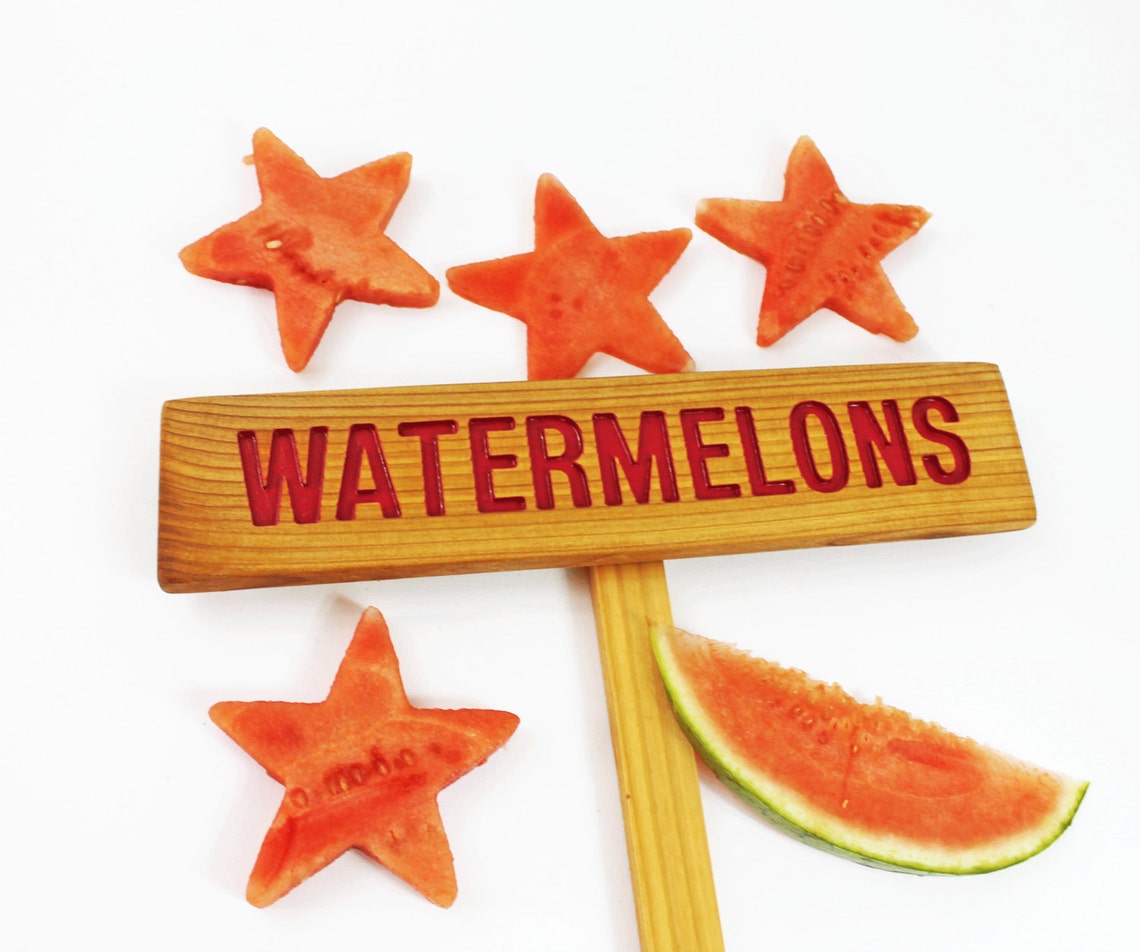WATERMELONS Garden Sign Cedar Wood Hand Routed Sign Plant Etsy
