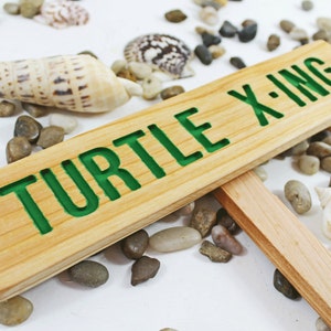 TURTLE X-ING Caution Sign, TORTOISE Yard Sign, Hand Routed Green Sign, Animal Signage, Custom Sign, Personalized Marker, Outdoor Signage image 7