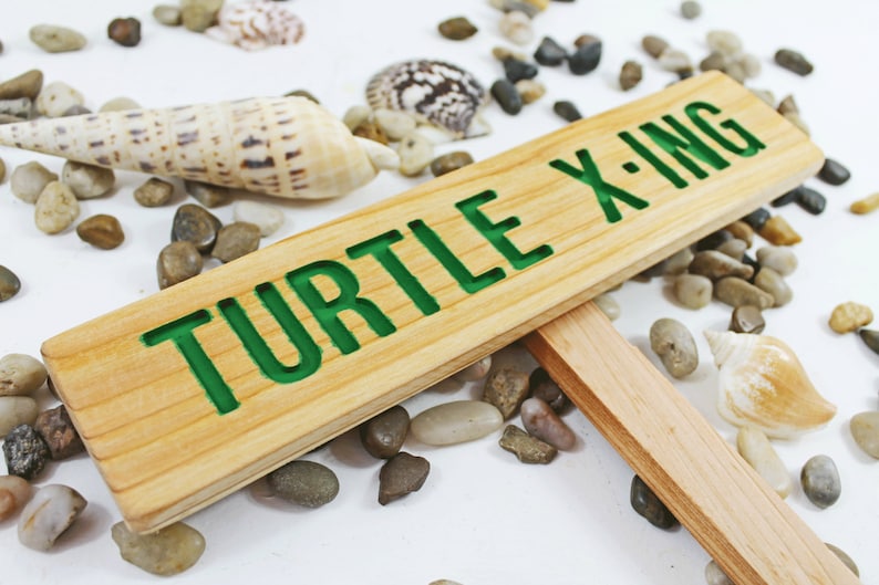 TURTLE X-ING Caution Sign, TORTOISE Yard Sign, Hand Routed Green Sign, Animal Signage, Custom Sign, Personalized Marker, Outdoor Signage image 7