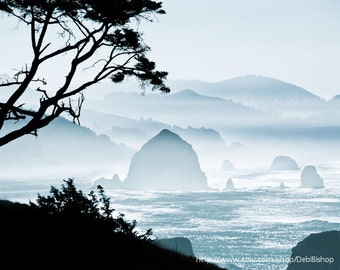 Oregon Coast Pacific Northwest -Canon Beach Ocean Waves Wall Art -Fine Art Print OR Canvas Wrap Home Decor -Haystack Rock Nature Silhouette