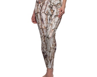 Women's Casual Leggings -Tree Bark Woodland Skinny Pants for Nature Lovers