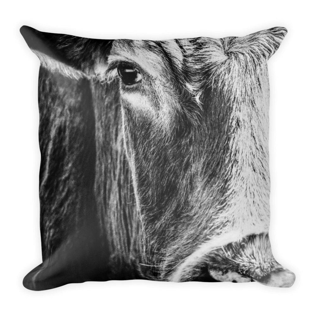Cow Pillow square Decorative Throw Pillow With Black & White Etsy