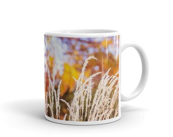 Ceramic Mug With Fine Art Nature Photo -Summer Breeze Ornamental Grass And Beautiful Bokeh -Coffee Lover Gift Idea -Mother's Day or Birthday
