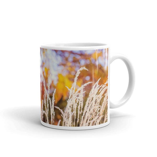 Ceramic Mug With Fine Art Nature Photo -Summer Breeze Ornamental Grass And Beautiful Bokeh -Coffee Lover Gift Idea -Mother's Day or Birthday