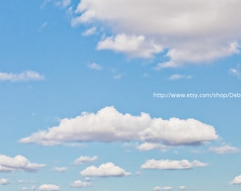 Blue Sky & White Fluffy Clouds -Nursery Wall Art -Fine Art Nature Photography Print -Home Decor -Spring Summer -Living Room Child's Bedroom