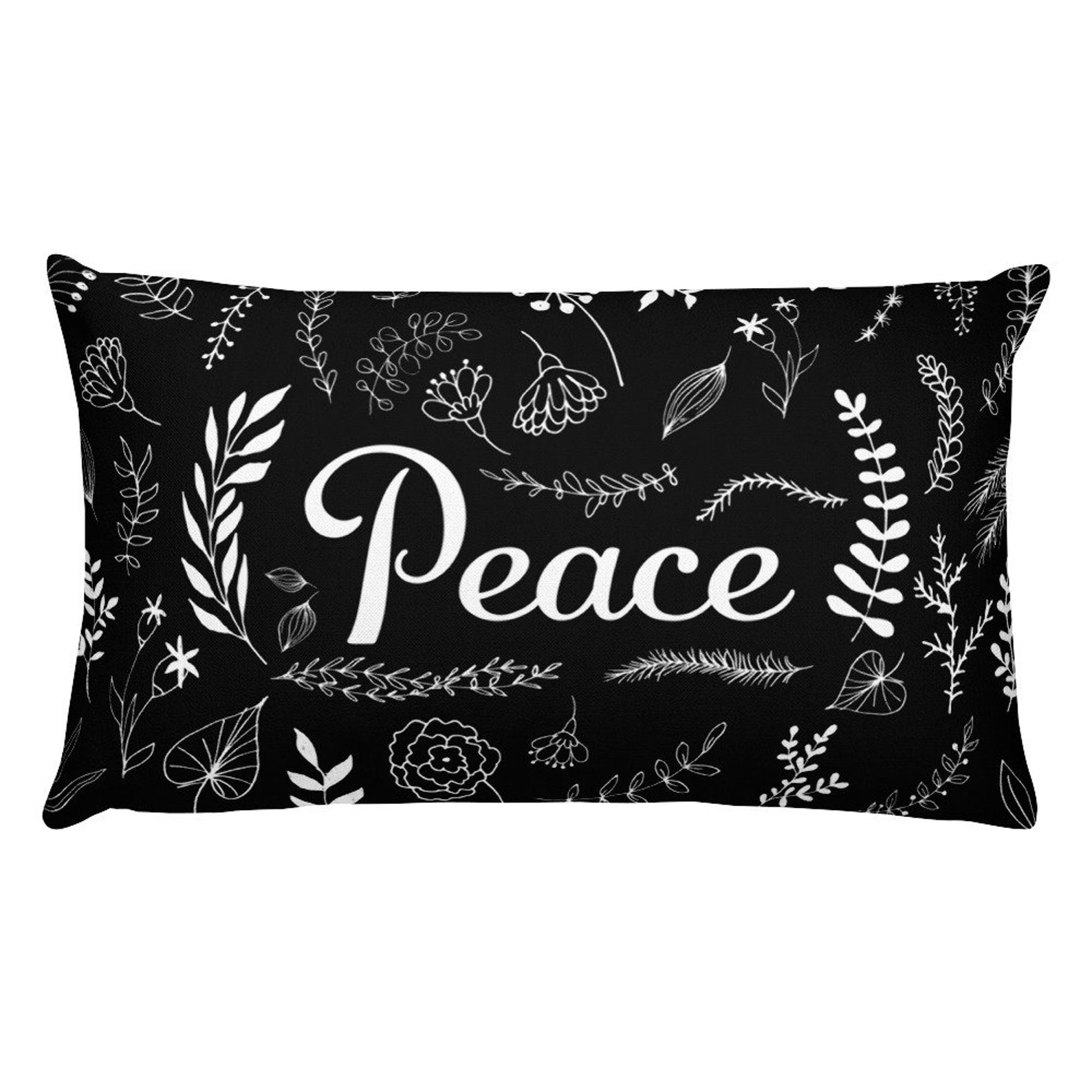 Decorative Black and White Throw Pillow With Insert square or Rectangle