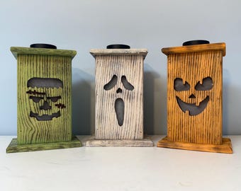 Wooden Solar Jack-O-Lantern / Box-O-Lantern (Indoor/Outdoor)