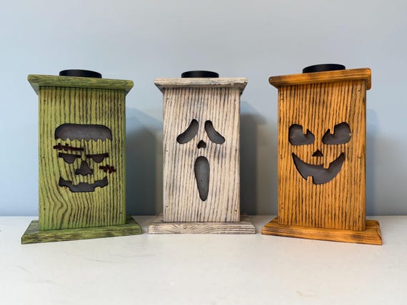 Wooden Solar Jack-O-Lantern / Box-O-Lantern (Indoor/Outdoor)