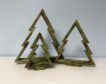 Wooden Christmas Tree Trio