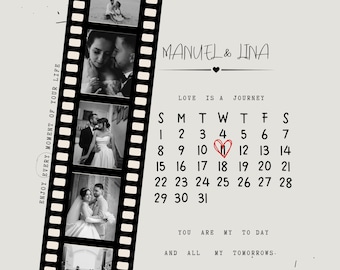 Personalized Anniversary Polaroid Photo Collage, Canva Template (Digital Download)