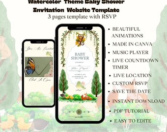 Baby Shower Invitation Website Template | Editable Digital Invite | Instant Download