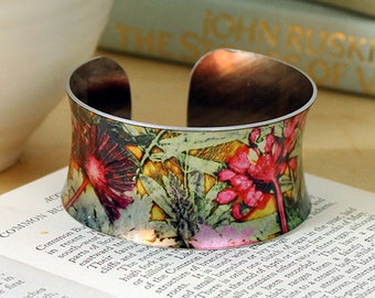 Handmade Exotic Floral Bracelet, Tropical Sunshine Design Bangle, Perfect Gift
