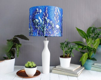 Handmade Lampshade - Decorative Lampshade - Floral Lampshade - Blue Landscape - Lampshade For Table Lamp
