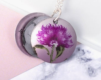Personalised Locket - November Birth Flower - Handmade Locket - Mother's Day - Unique Gift