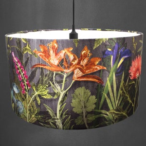 Handmade Lampshade - Botanical Lampshade - Unique Lampshade - Midnight Bloom - Floral Lampshade