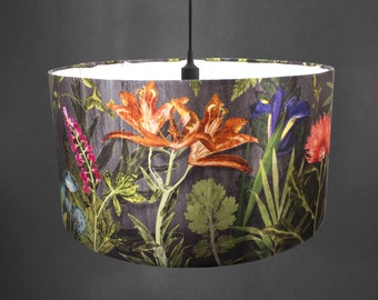 Handmade Lampshade - Botanical Lampshade - Unique Lampshade - Midnight Bloom - Floral Lampshade