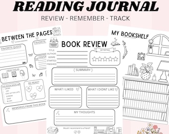 Pages de journal de lecture à imprimer | Téléchargements de critiques de livres | Suivi de lecture et bibliothèque | Téléchargement PDF de 3 pages