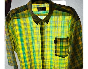 Vintage Polo Ralph Lauren Paper Thin Shirt Men L Plaid Madras Made USA