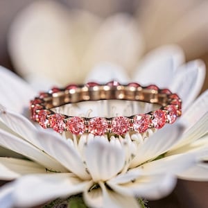 14K Rose Gold Pink Diamond Eternity Band, Full Eternity Ring, Lab Grown Diamond Stacking Ring, Wedding Band, Anniversary Ring