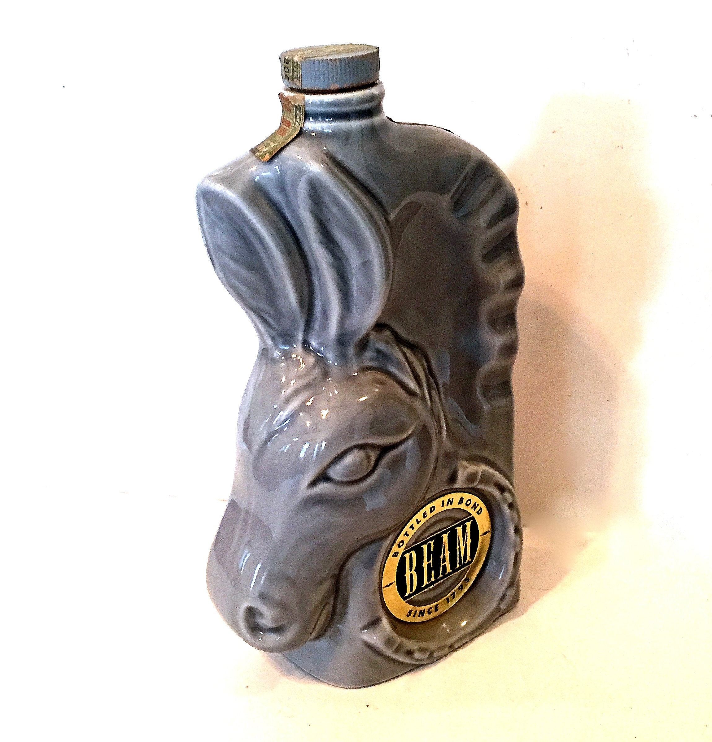 Antique Gray Ceramic Donkey Decanter Jim Beam Donkey Whiskey Etsy